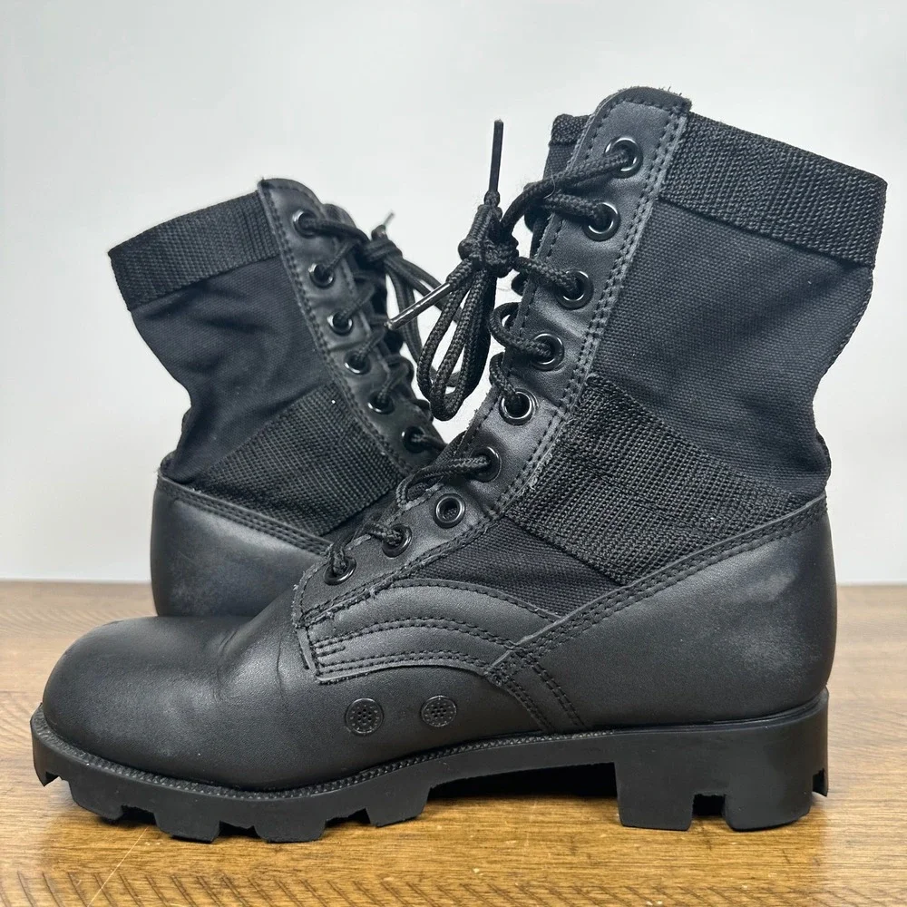 Rothco Jungle Boots Mens 5 Black Leather Canvas Speed Lace Military Combat Army